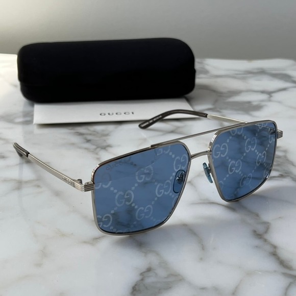 NEW Gucci GG0941S Silver Logo Mirror Aviator Sunglasses - Picture 7 of 12